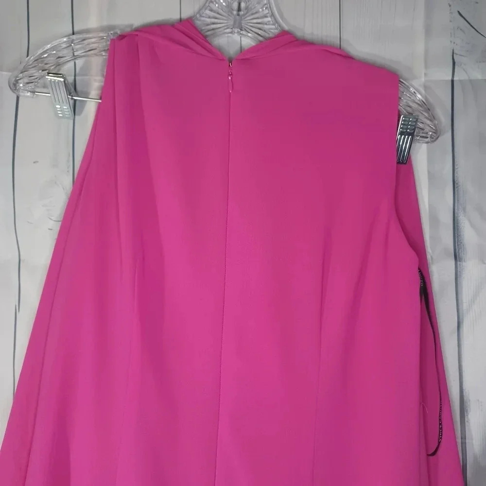 Vince Camuto Hot Pink layered drape chiffon boho flowy Flounce dress size 8 - Picture 13 of 15
